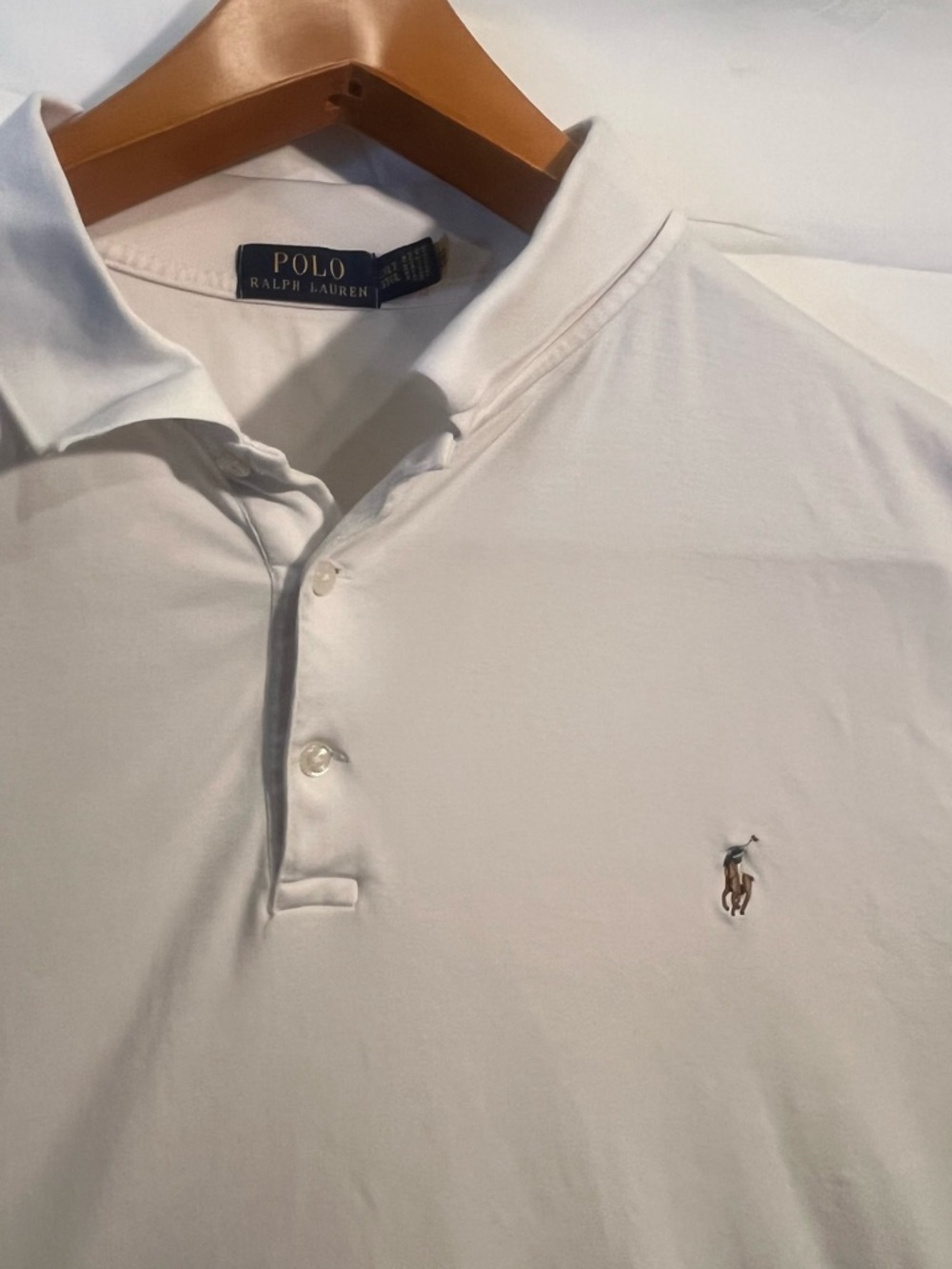 Ralph Lauren Mens Interlock Polo Shirt, White, Big & Tall, 3XLT